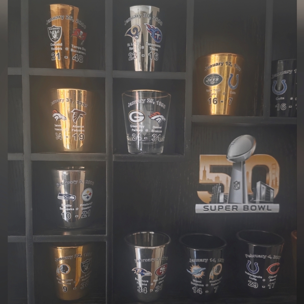NFL Super Bowl Commemorative Shot Glass - 50 Years Of The NFL - Choice Of One - Picture 3 of 6
